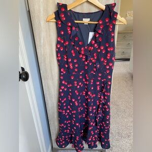 NWT J.Crew Cherry Print Navy Dress - 0